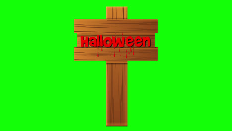 Halloween-wood-signboard-blood-text-loop-animation-Halloween-concept-element-with-alpha-channel